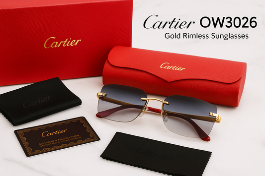 Cartier OW3026 Gold Rimless Sunglasses
